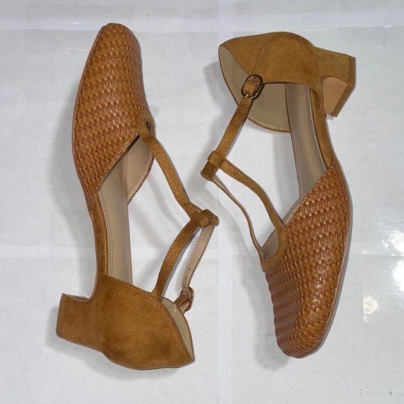 Closed Square Toe Tan Mary Jane’s Woven Women's Shoes Size 8 - Picture 3 of 7